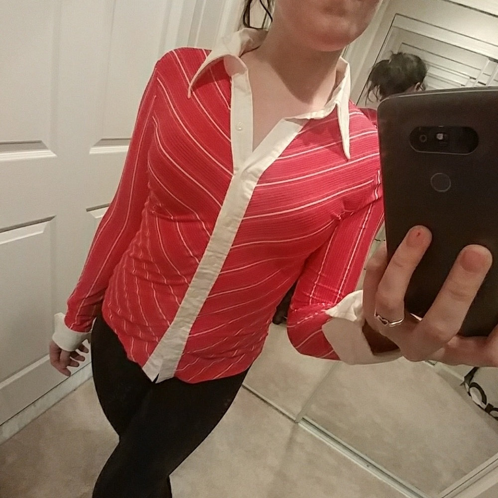 Hot pink button down