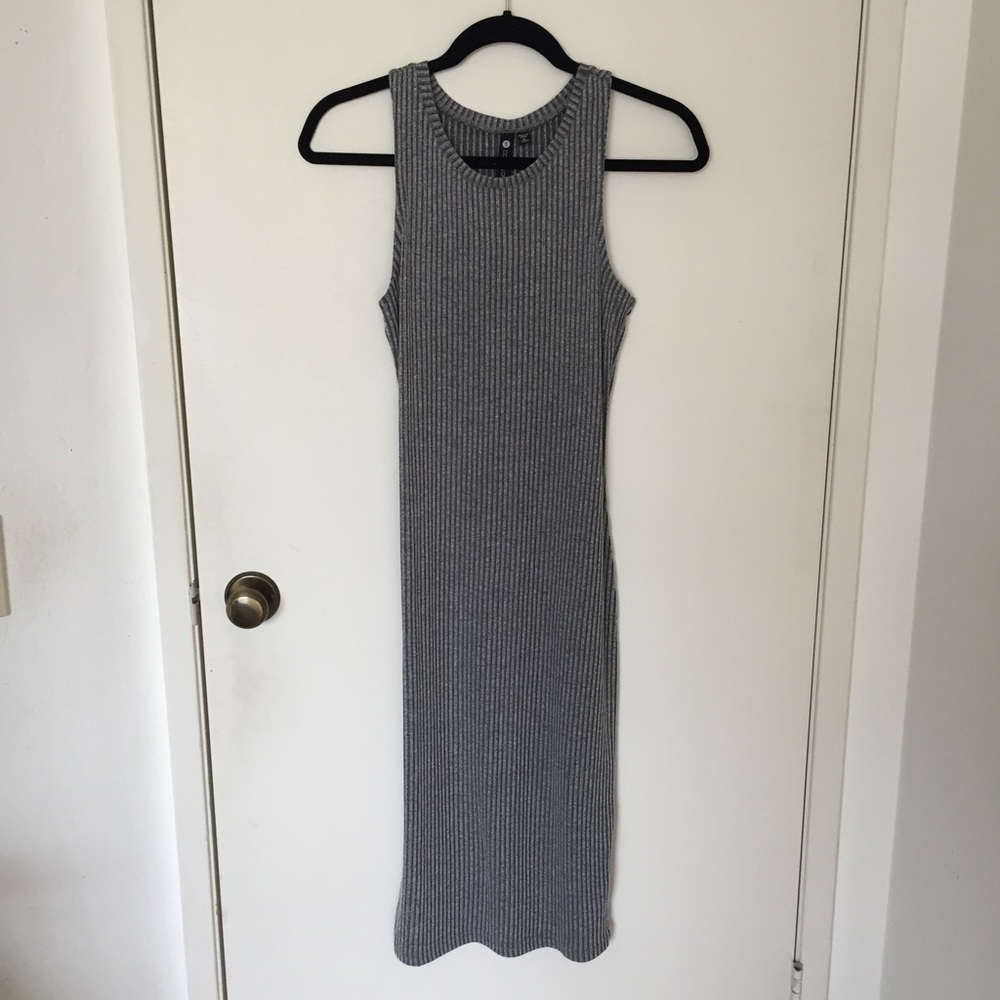 Gray ribbed body con dress