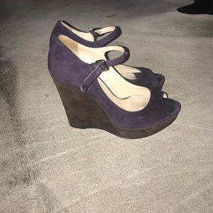 Prada wedge peep toe shoes - purple/brown size 7