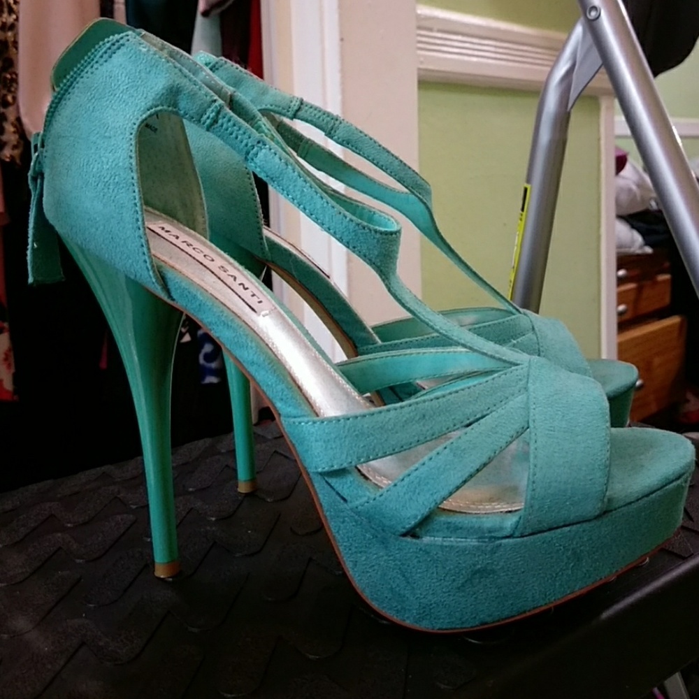 Marco Santi teal heels