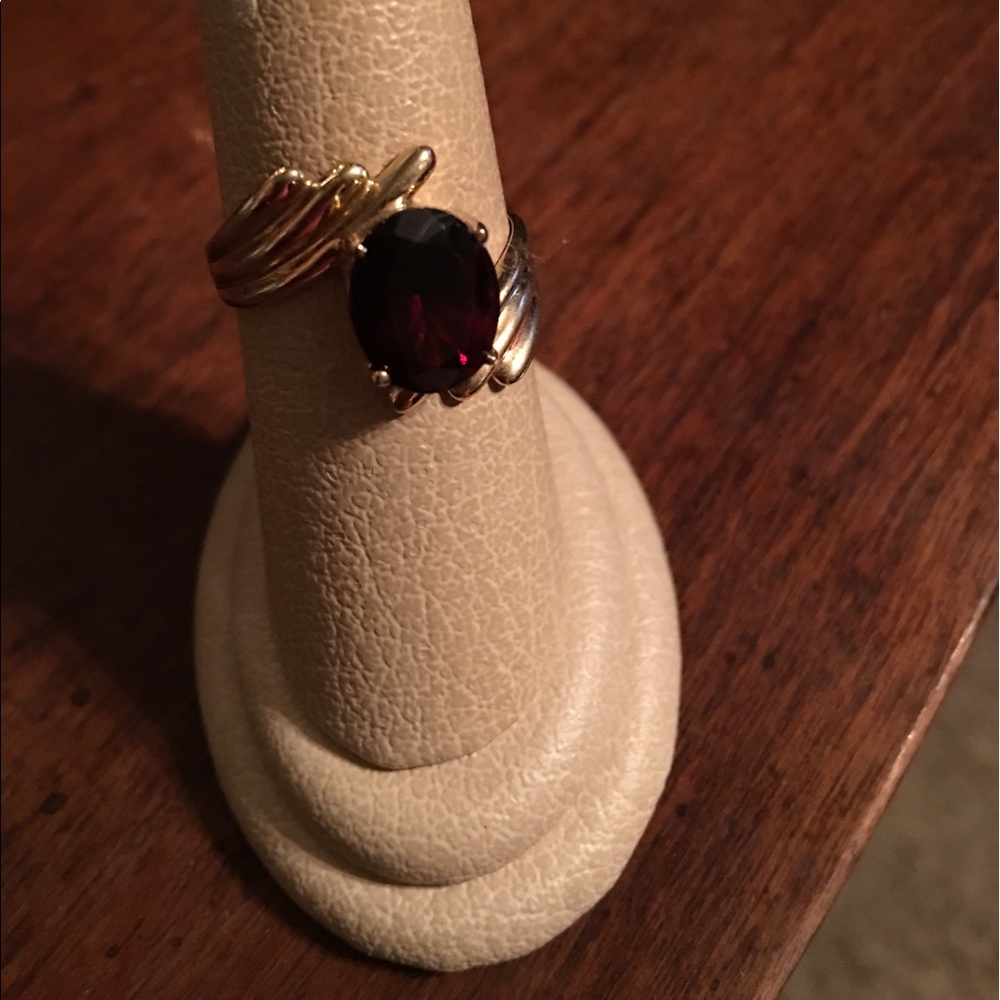 Gold Ruby Rhinestone Ring