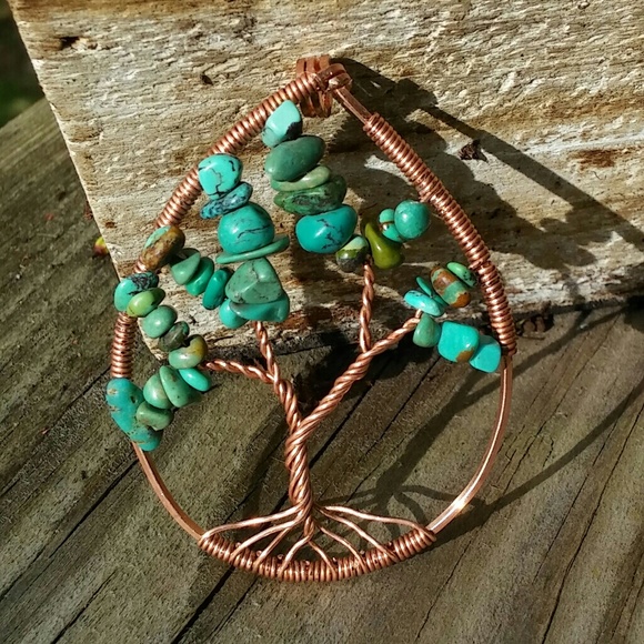Accessories - -SOLD- Turquoise Tree of Life Raindrop Pendant