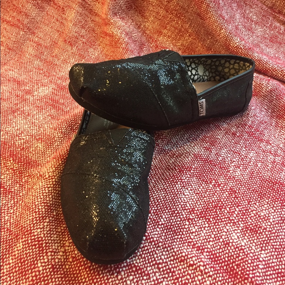 Black sparkly TOMS