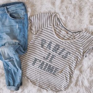 Maison Jules Paris Je T'aime Striped Graphic Tee