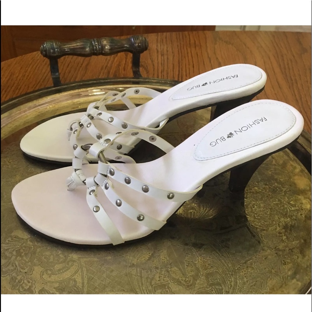 FASHION BUG White Strappy Heel Sandals 6 1/2 M