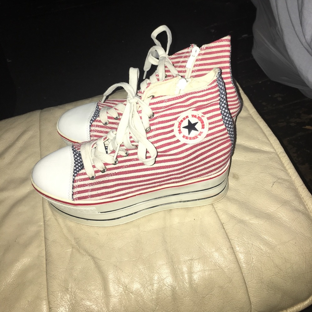 American flag converse like platform sneakers