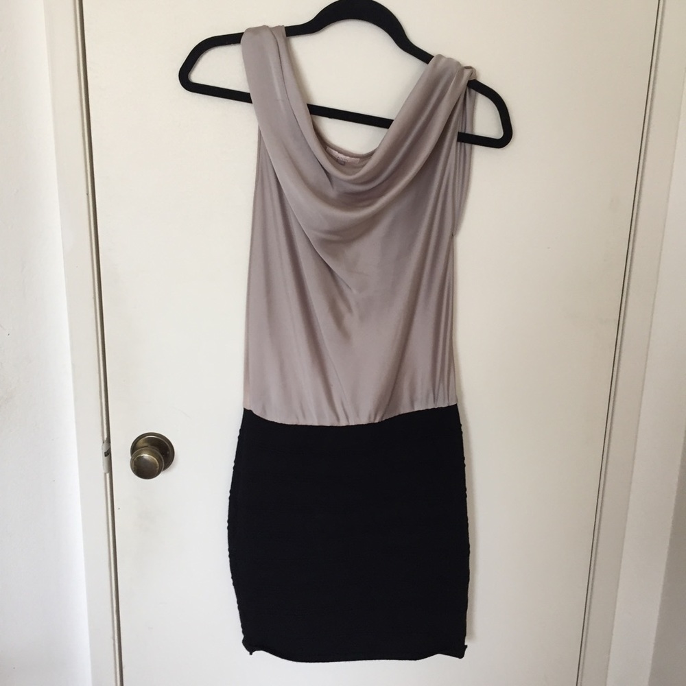 Formal black and champagne dress