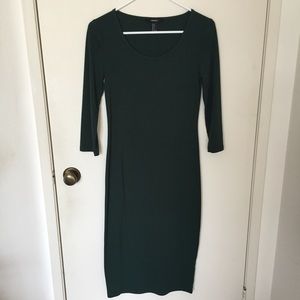 Forest green long sleeved body con dress