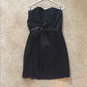 Black lace strapless dress