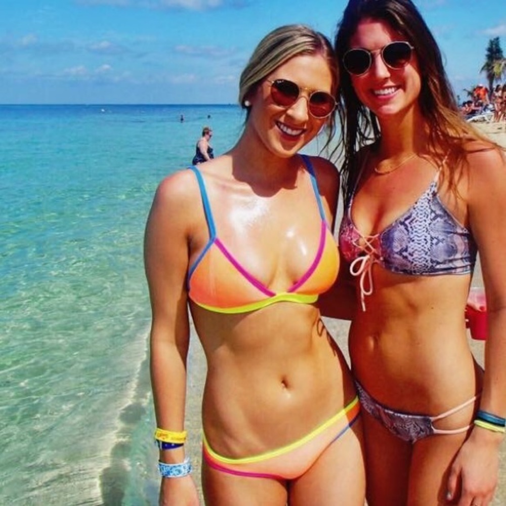 TRIANGL Orange and Blue Reversible Neoprene Bikini