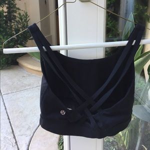 Black Lulu Sports Bra with Cross Back