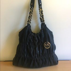 Michael Kors Black Ruched soft leather bag