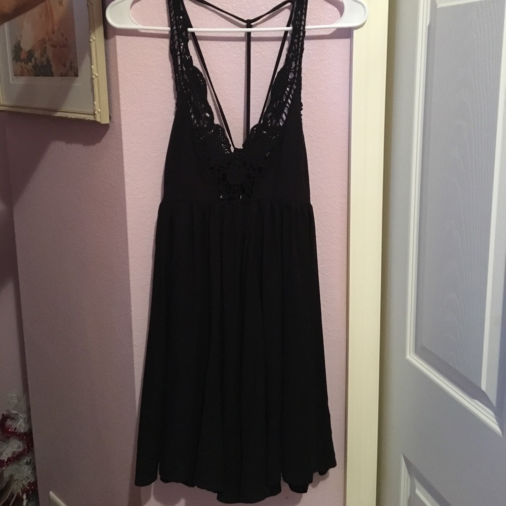 Little black dress with lace detailing
