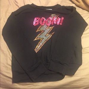 VS PINK "BOOM" Long Sleeve Sequined Bling Shirt