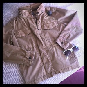 Army-style jacket with hideaway hood