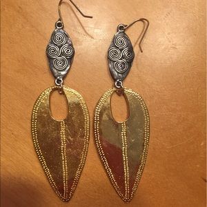 Decorative statement gold earrings