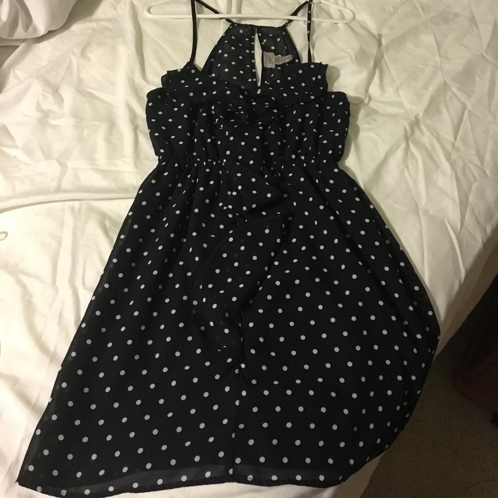 Black polka dot dress