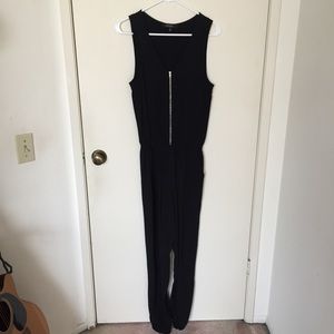 Black jumpsuit with zipper in front