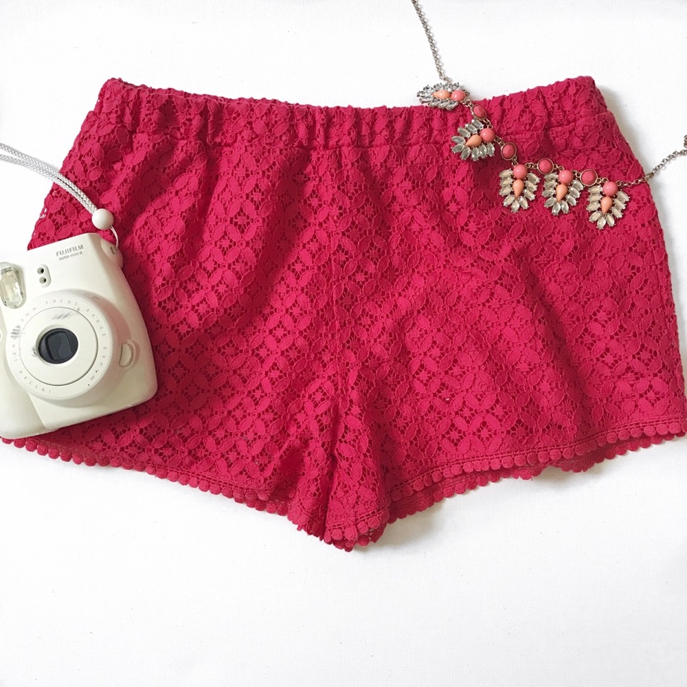 Red lace shorts