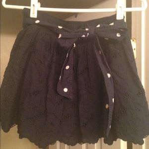 Navy blue eyelet mini skirt, size Small