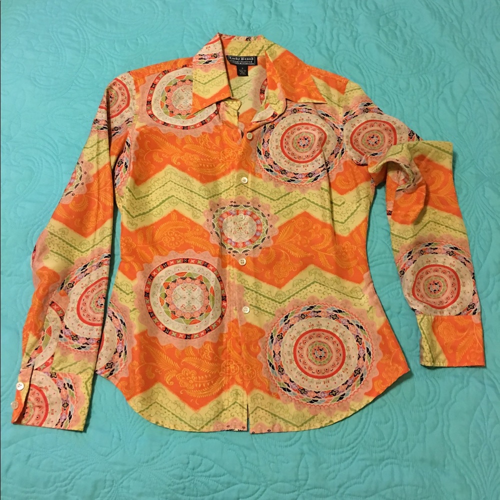 🍀 Lucky Brand 100% Silk Vintage Inspired Blouse