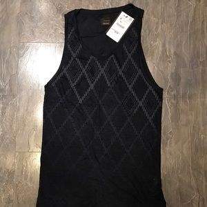 Zara - Navy Linen Tank Top (Size S)