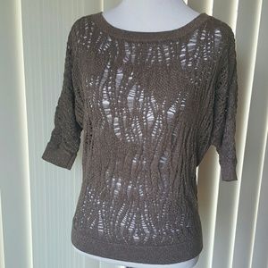 EXPRESS Brown Crochet Style Brown & Gold Top XS