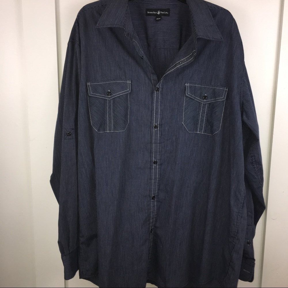 Beverly Hills Men's Polo Long Sleeve button Down