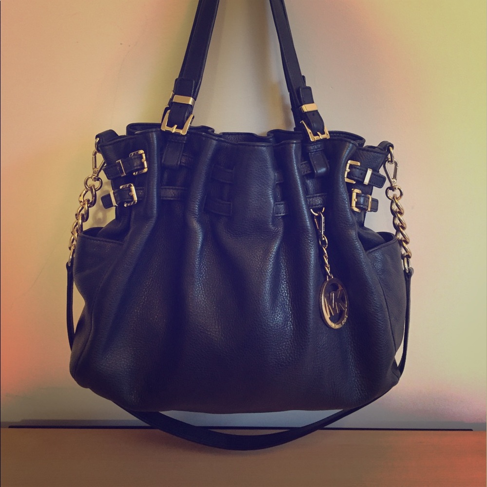 Michael Kors black leather convertible satchel