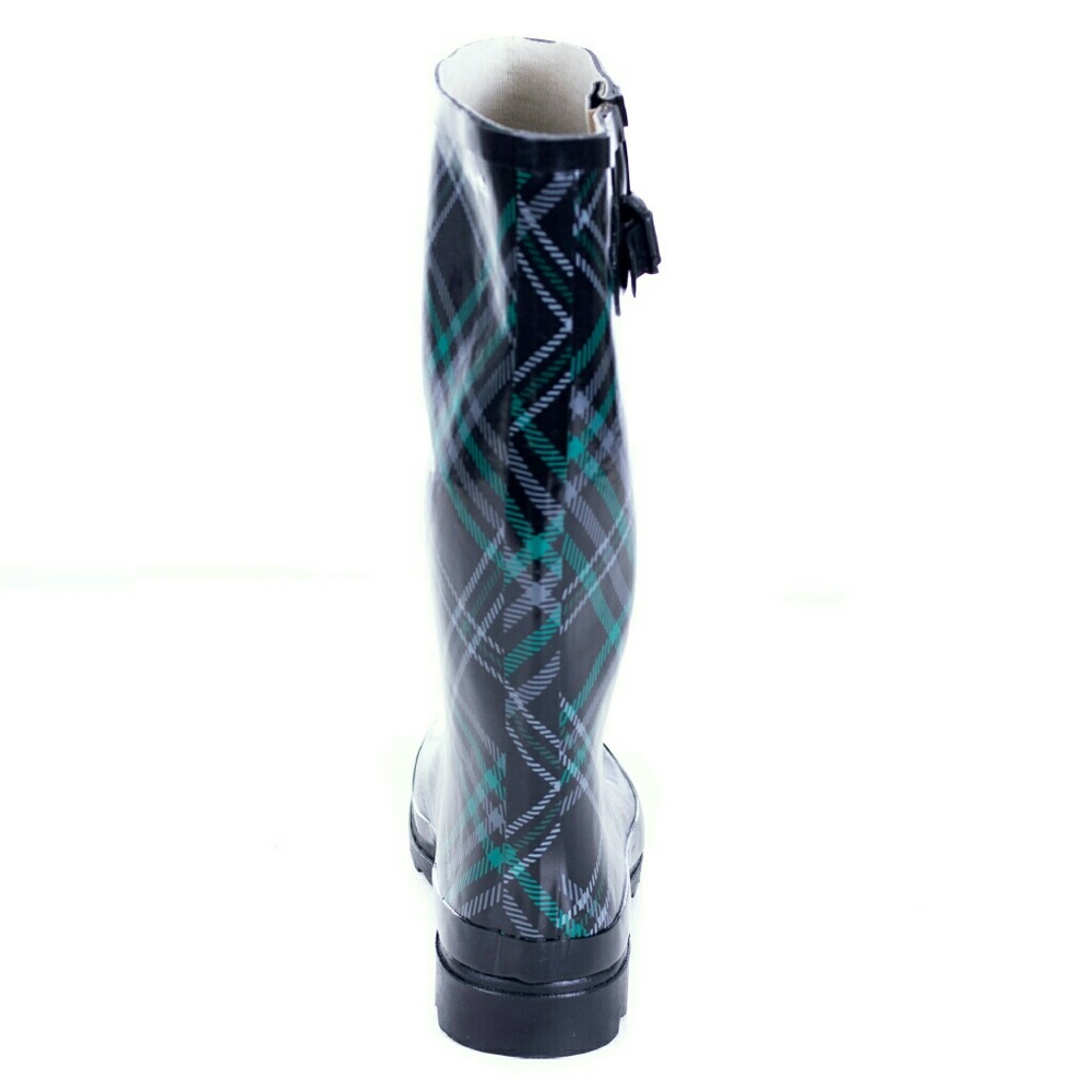 Women Rain Boots, Tall Waterproof Rubber Rainboots, RB-1506, Plaid - Picture 3 of 3