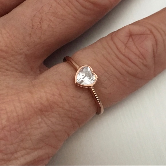 Jewelry - Rose Gold Plated Sterling Silver CZ Heart Ring