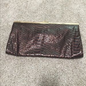 Aldo Large Brown Snake Skin Textures Clutch