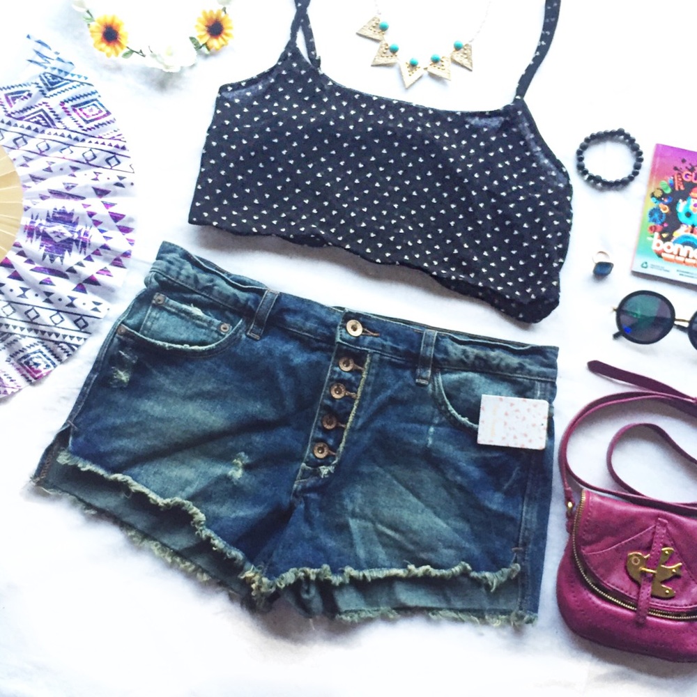Brandy Melville Hearts Crop Top
