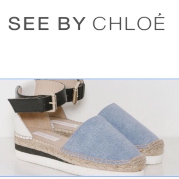 Chloe Shoes - See by Chole Platform Espadrilles in Chambray