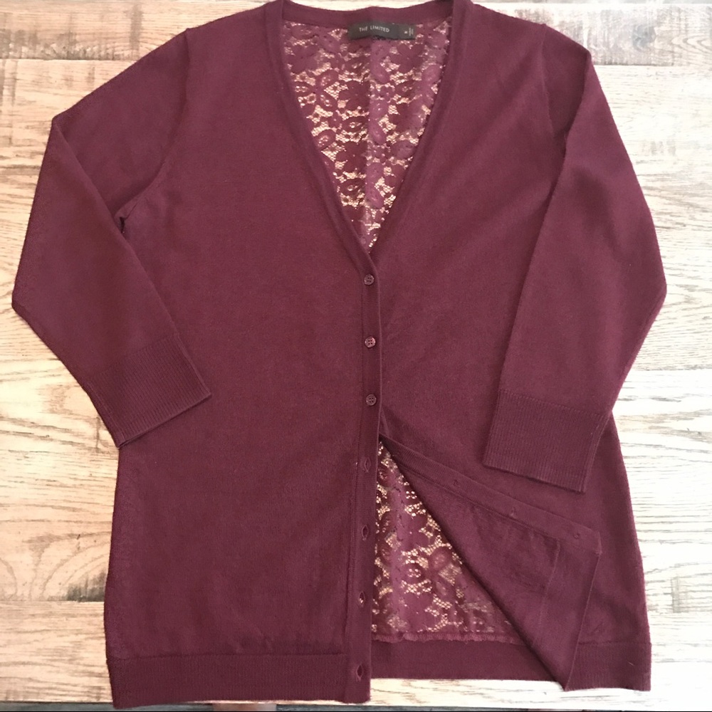 🌿NEW🌿 Lace Back Cardigan - Burgundy