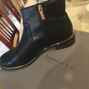 Louise et Cie Black Booties with Gold Trim