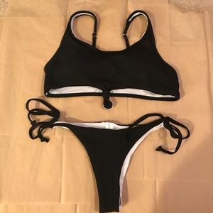 Black Ribbed Knot Bikini