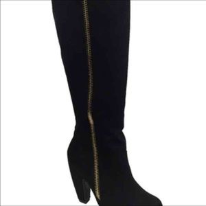 Gold zipper heel boots