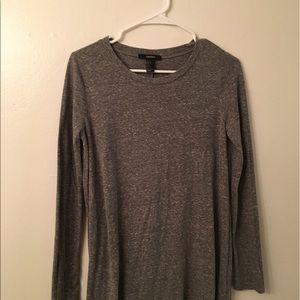 Grey cotton A-line long sleeve dress