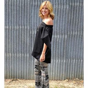 Black Shoulder Tie- Off The Shoulder Top