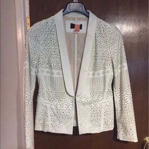 Cream Faux Leather Blazer
