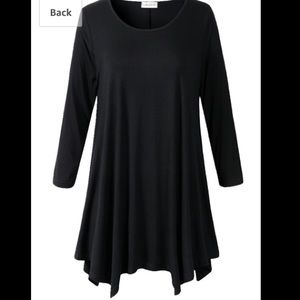 Drapey Hem Black 3/4 Sleeved Tunic