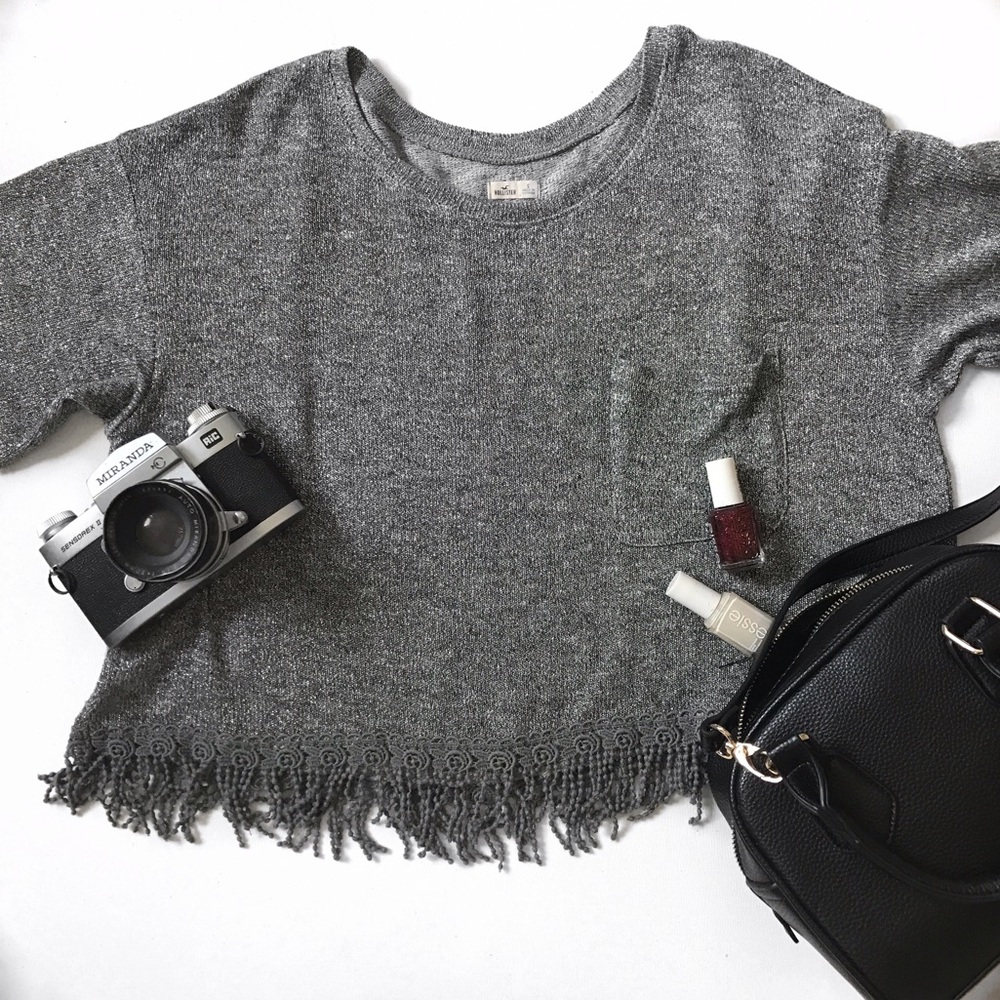 Grey Tinsel Crop Top