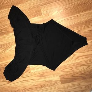 Black OTS ruffle bodysuit