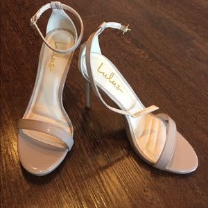 Nude ankle strap heels