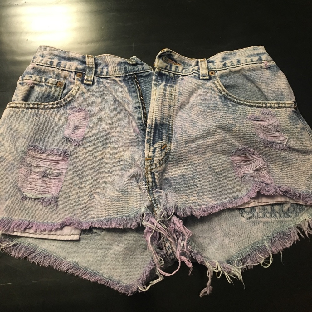 Purple high waisted jean shorts