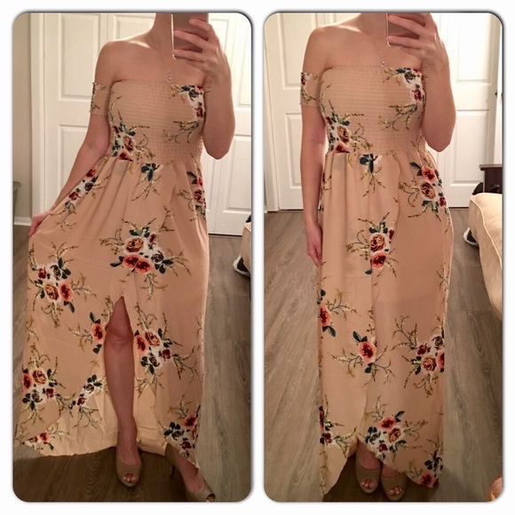 Dresses & Skirts - Beige Floral Maxi Dress