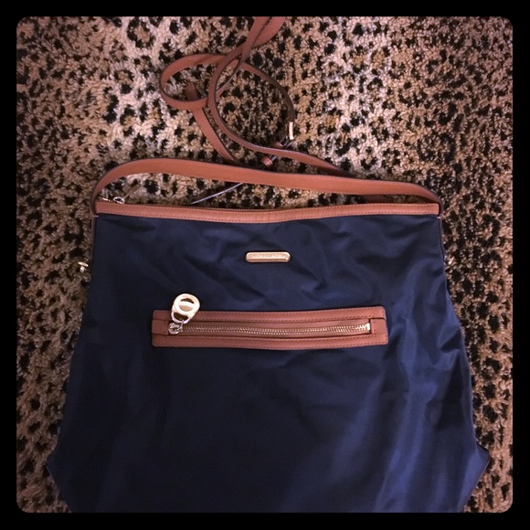 Michael Kors Handbags - MK navy blue tan cross body handbag Michael Kors