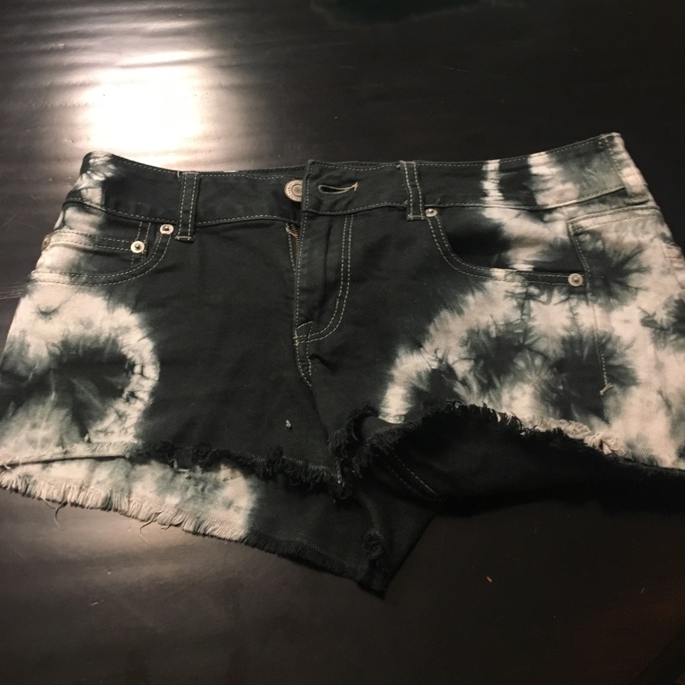 Black and white jean shorts