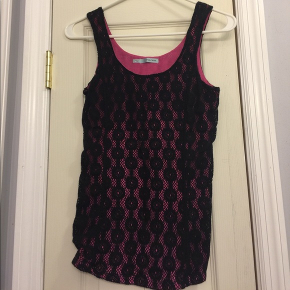 Lace pink and black tank top 🌺 - Picture 1 of 2